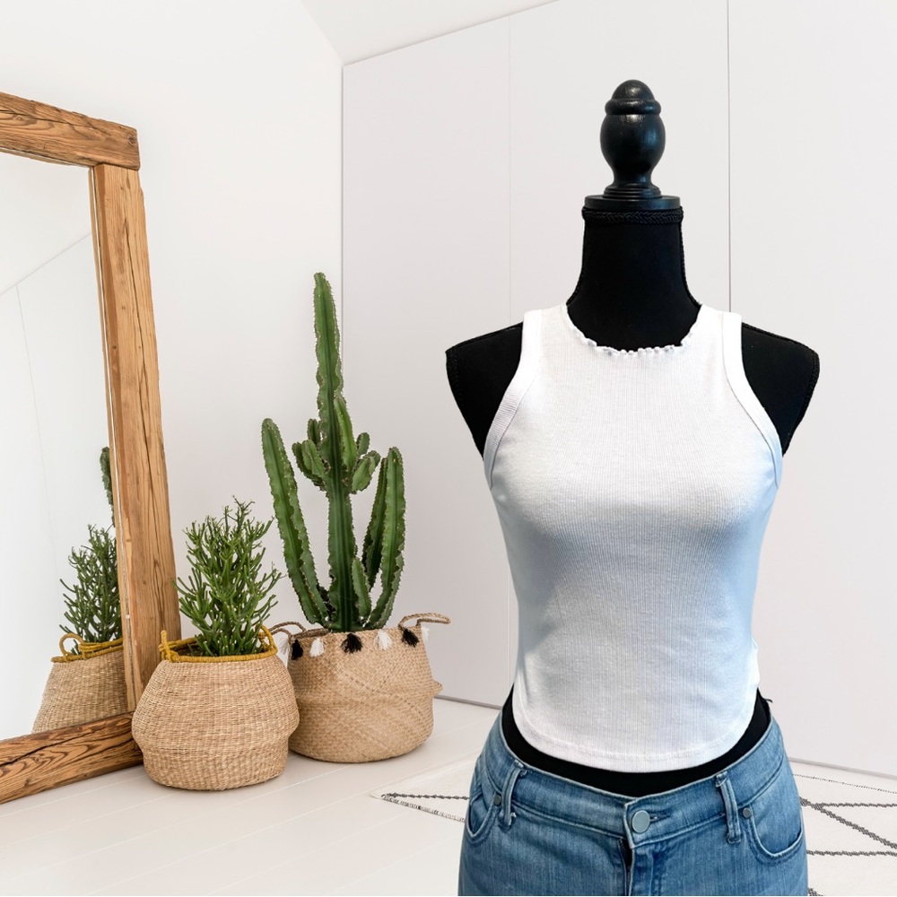 Project Social T Ruffle Neck Ribbed Tank Top